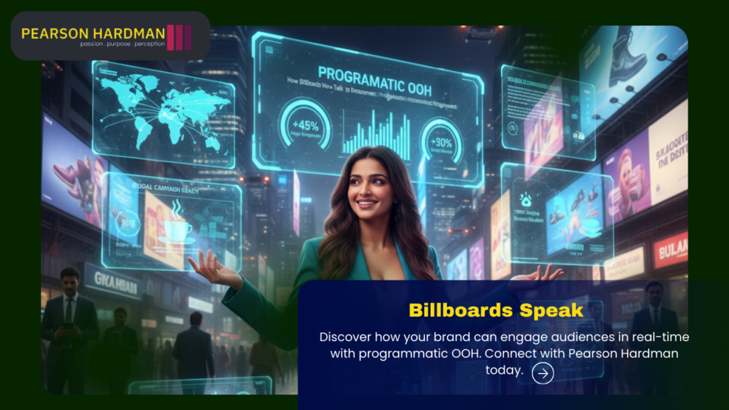 Programmatic OOH digital billboard interacting with smartphones